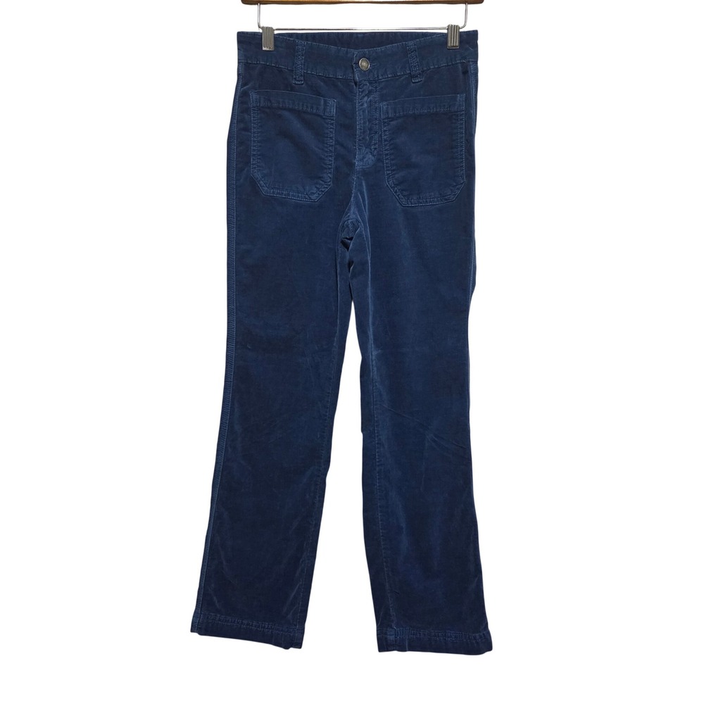 Free People Women Navy Blue Corduroy Straight Leg Patch Pocket Utility Pants 4